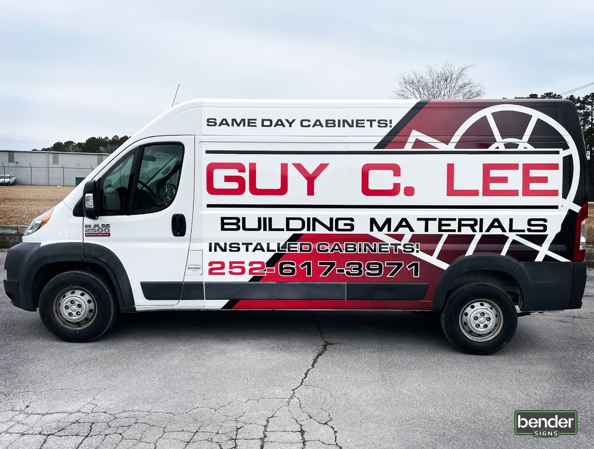 Guy C. Lee Building Materials full van wrap in side profile